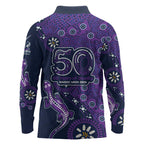 Melbourne Storm NAIDOC Week 2026 Long Sleeve Polo Shirt Aboriginal Lizard Dot Painting - 50 Years of Deadly