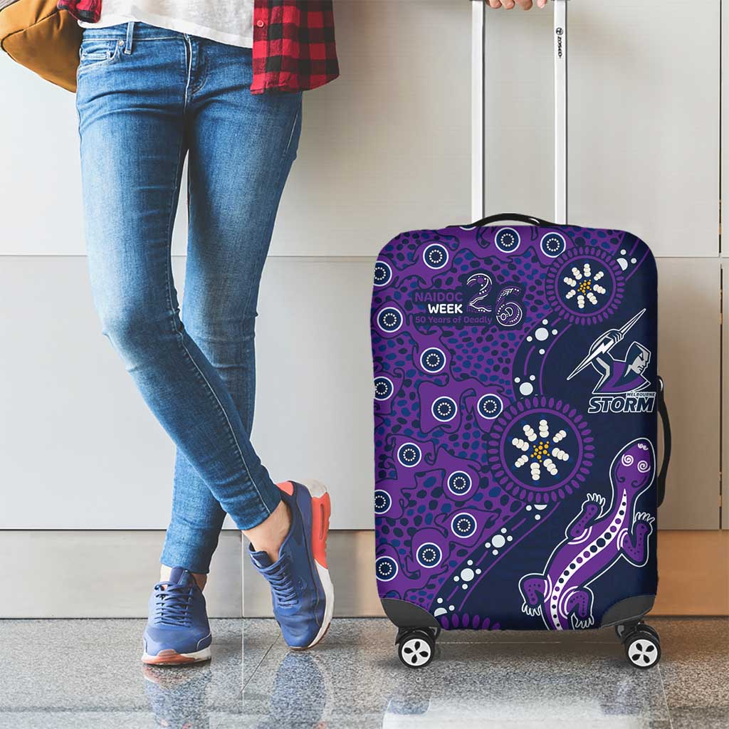 Melbourne Storm NAIDOC Week 2026 Luggage Cover Aboriginal Lizard Dot Painting - 50 Years of Deadly