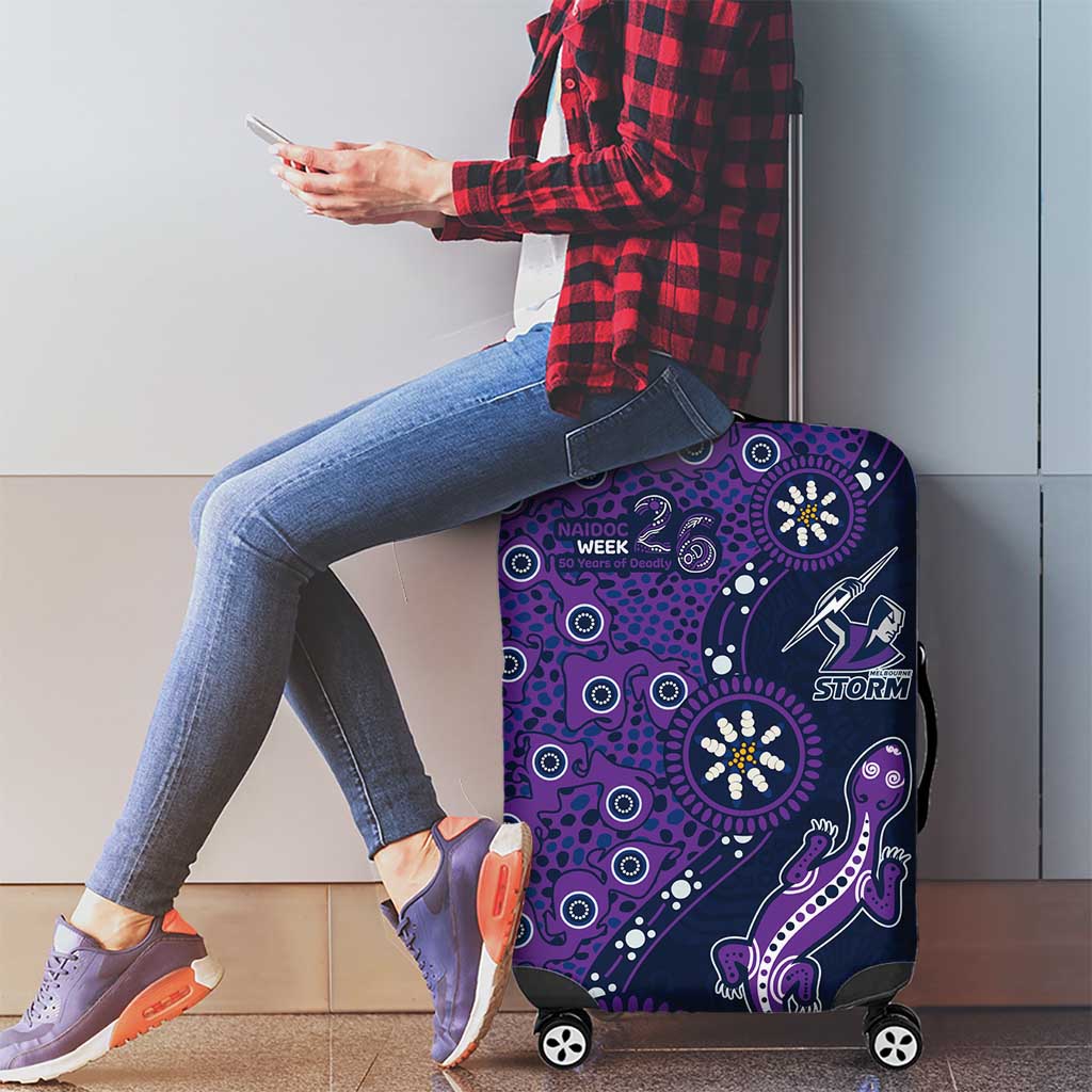 Melbourne Storm NAIDOC Week 2026 Luggage Cover Aboriginal Lizard Dot Painting - 50 Years of Deadly