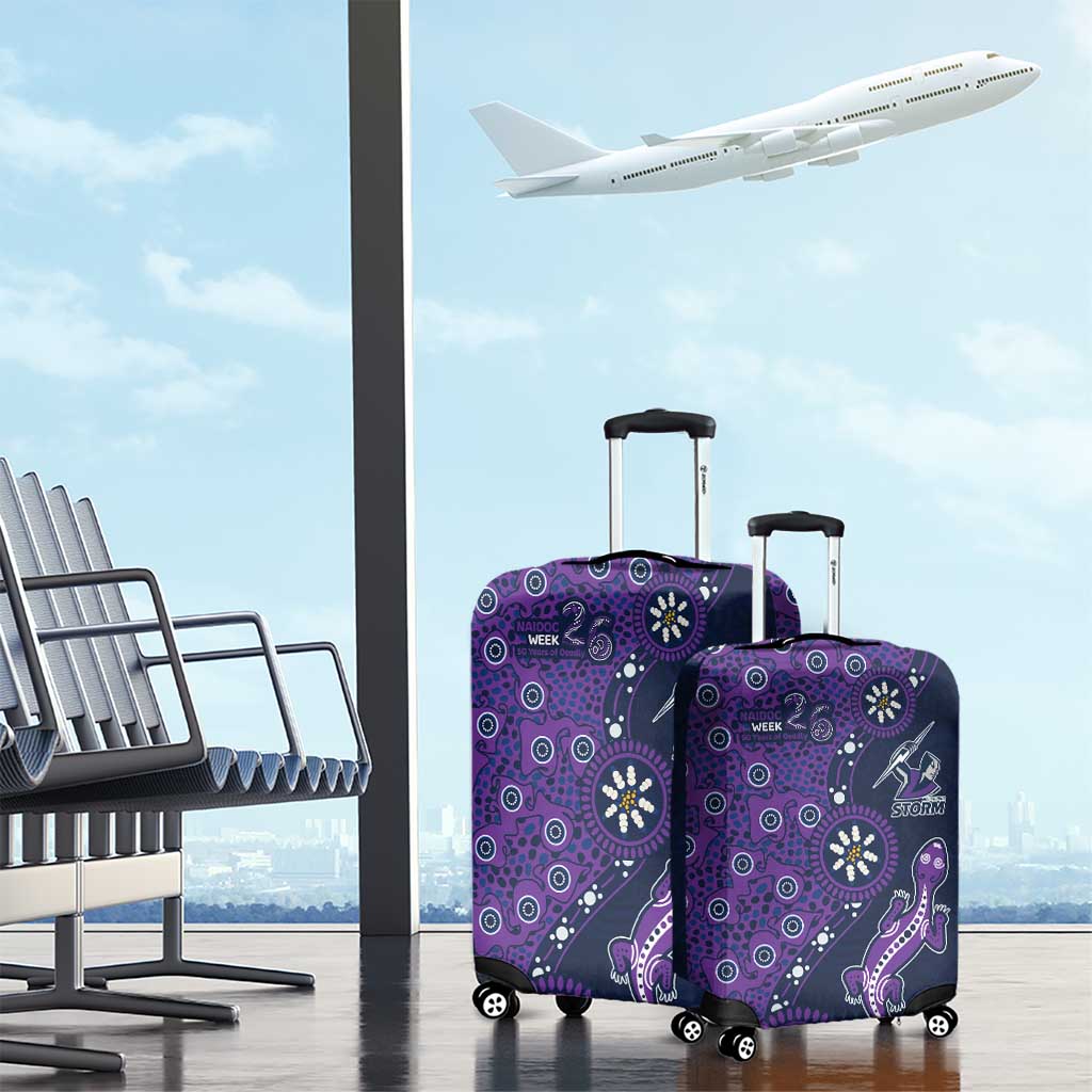Melbourne Storm NAIDOC Week 2026 Luggage Cover Aboriginal Lizard Dot Painting - 50 Years of Deadly