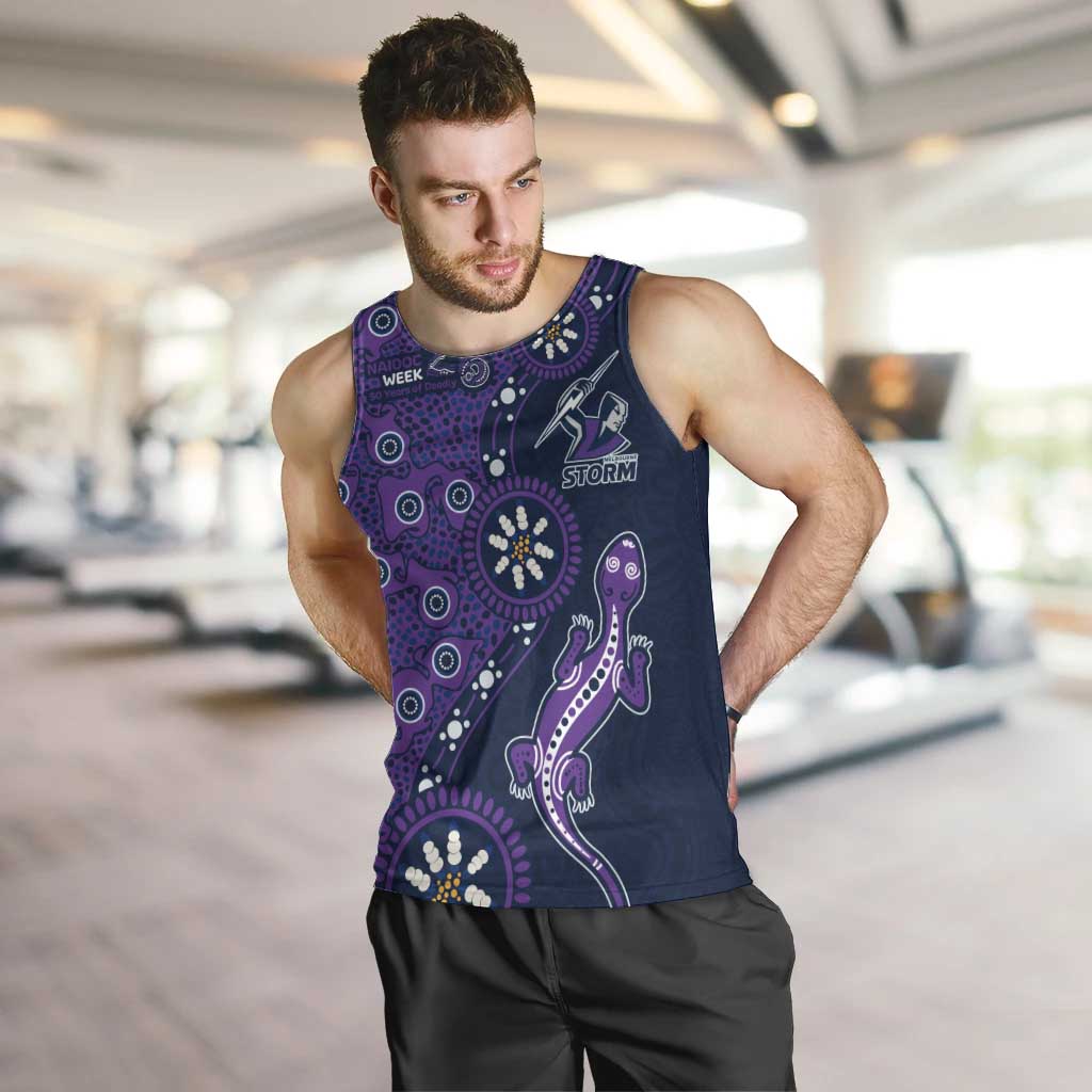 Melbourne Storm NAIDOC Week 2026 Men Tank Top Aboriginal Lizard Dot Painting - 50 Years of Deadly