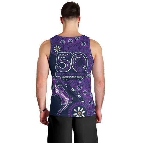 Melbourne Storm NAIDOC Week 2026 Men Tank Top Aboriginal Lizard Dot Painting - 50 Years of Deadly