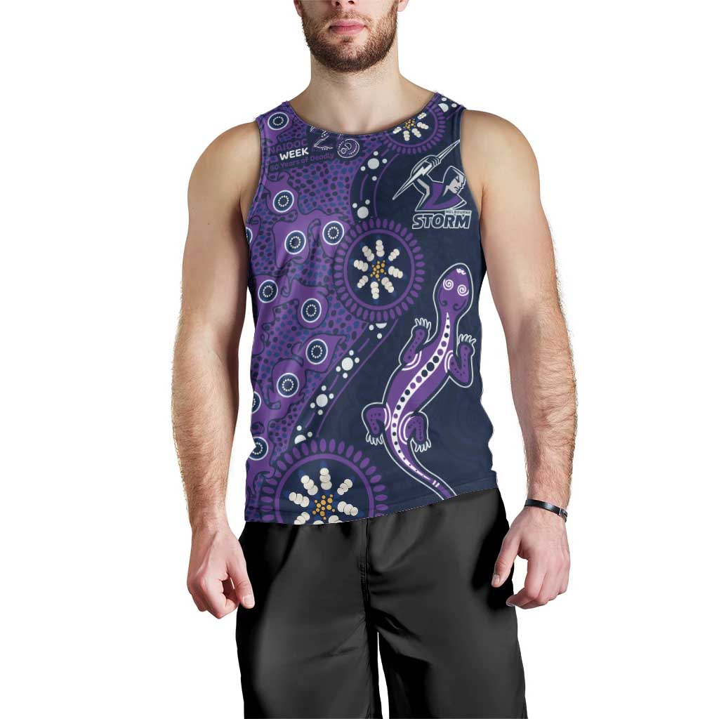 Melbourne Storm NAIDOC Week 2026 Men Tank Top Aboriginal Lizard Dot Painting - 50 Years of Deadly