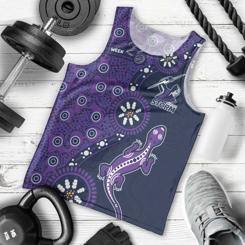 Melbourne Storm NAIDOC Week 2026 Men Tank Top Aboriginal Lizard Dot Painting - 50 Years of Deadly