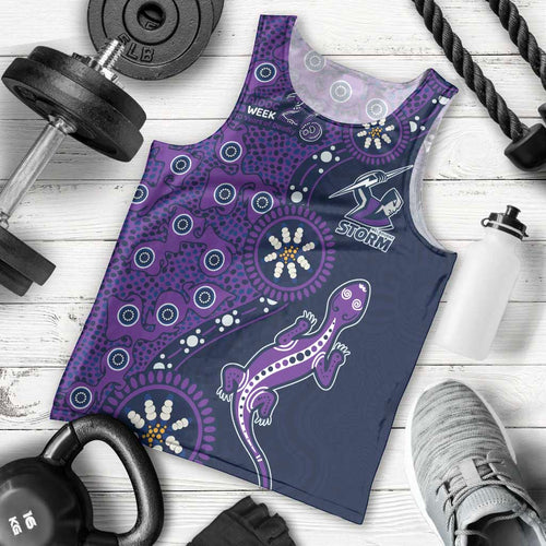Melbourne Storm NAIDOC Week 2026 Men Tank Top Aboriginal Lizard Dot Painting - 50 Years of Deadly