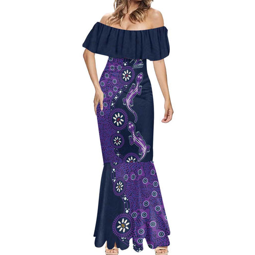 Melbourne Storm NAIDOC Week 2026 Mermaid Dress Aboriginal Lizard Dot Painting - 50 Years of Deadly