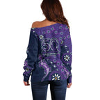 Melbourne Storm NAIDOC Week 2026 Off Shoulder Sweater Aboriginal Lizard Dot Painting - 50 Years of Deadly