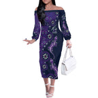 Melbourne Storm NAIDOC Week 2026 Off The Shoulder Long Sleeve Dress Aboriginal Lizard Dot Painting - 50 Years of Deadly