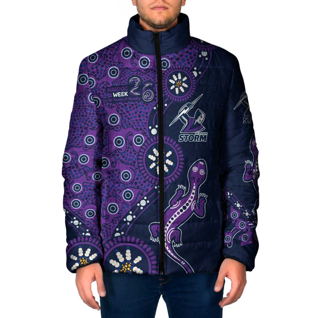 Melbourne Storm NAIDOC Week 2026 Padded Jacket Aboriginal Lizard Dot Painting - 50 Years of Deadly