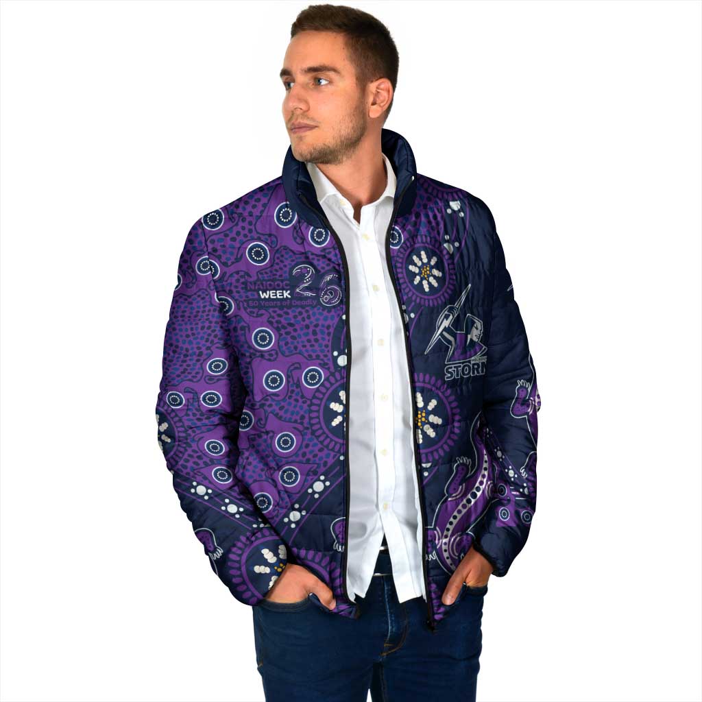 Melbourne Storm NAIDOC Week 2026 Padded Jacket Aboriginal Lizard Dot Painting - 50 Years of Deadly