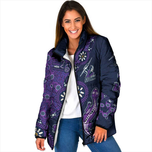 Melbourne Storm NAIDOC Week 2026 Padded Jacket Aboriginal Lizard Dot Painting - 50 Years of Deadly