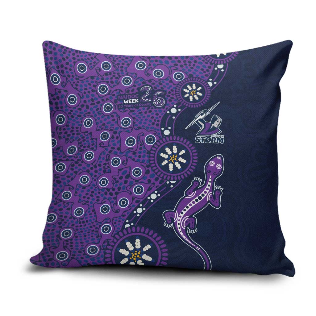 Melbourne Storm NAIDOC Week 2026 Pillow Cover Aboriginal Lizard Dot Painting - 50 Years of Deadly
