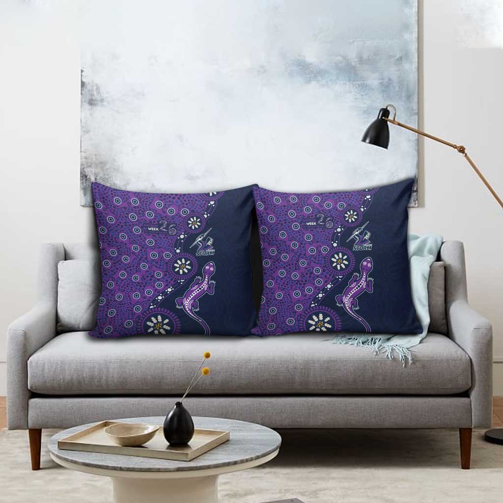 Melbourne Storm NAIDOC Week 2026 Pillow Cover Aboriginal Lizard Dot Painting - 50 Years of Deadly