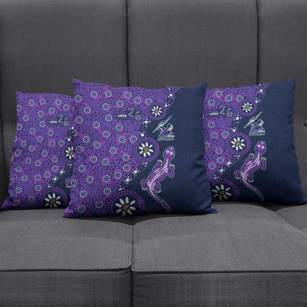 Melbourne Storm NAIDOC Week 2026 Pillow Cover Aboriginal Lizard Dot Painting - 50 Years of Deadly