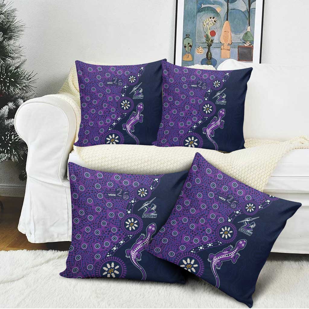 Melbourne Storm NAIDOC Week 2026 Pillow Cover Aboriginal Lizard Dot Painting - 50 Years of Deadly