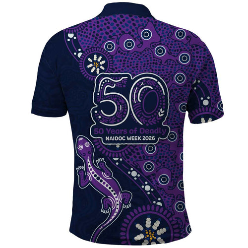 Melbourne Storm NAIDOC Week 2026 Polo Shirt Aboriginal Lizard Dot Painting - 50 Years of Deadly