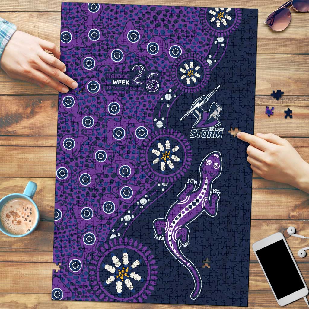 Melbourne Storm NAIDOC Week 2026 Puzzle Aboriginal Lizard Dot Painting - 50 Years of Deadly