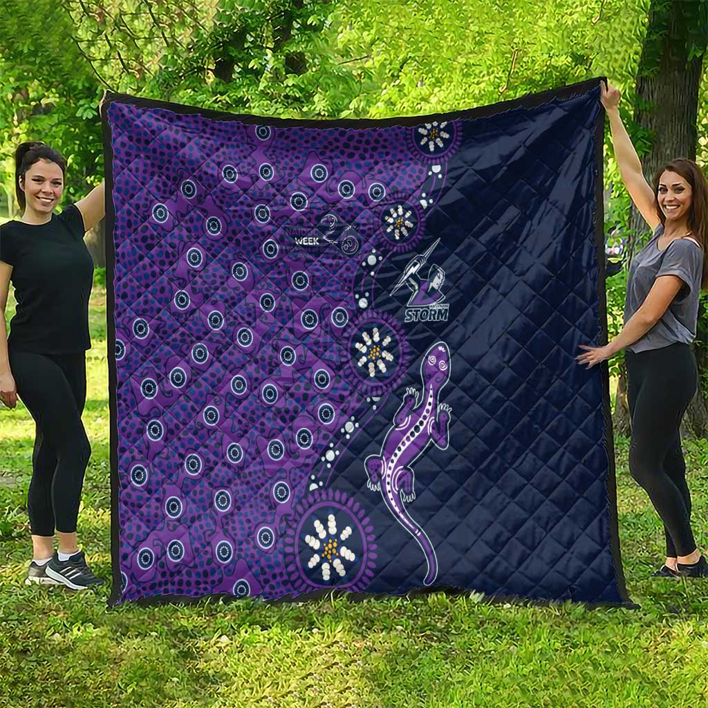 Melbourne Storm NAIDOC Week 2026 Quilt Aboriginal Lizard Dot Painting - 50 Years of Deadly