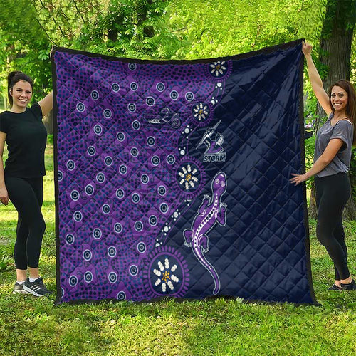 Melbourne Storm NAIDOC Week 2026 Quilt Aboriginal Lizard Dot Painting - 50 Years of Deadly