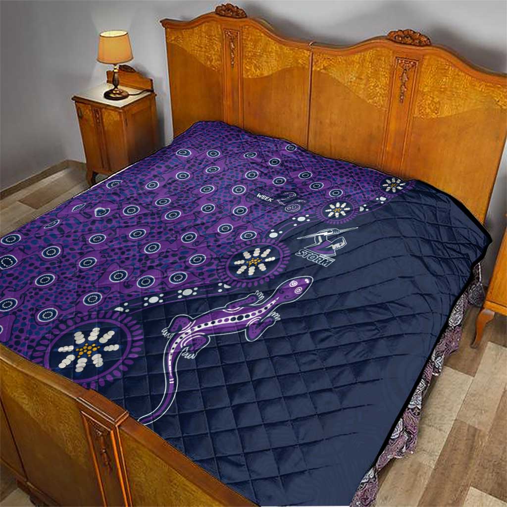 Melbourne Storm NAIDOC Week 2026 Quilt Aboriginal Lizard Dot Painting - 50 Years of Deadly