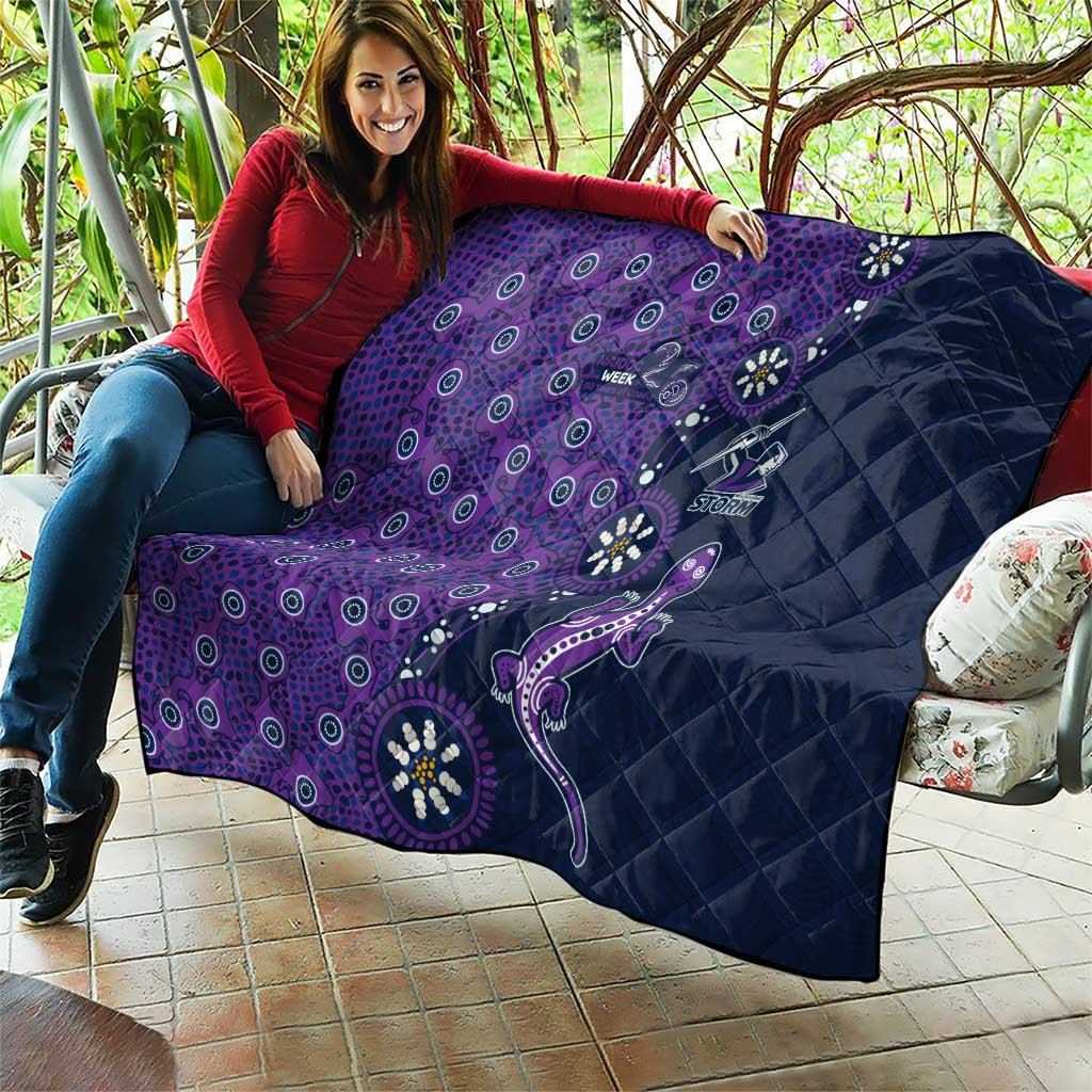 Melbourne Storm NAIDOC Week 2026 Quilt Aboriginal Lizard Dot Painting - 50 Years of Deadly