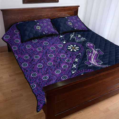 Melbourne Storm NAIDOC Week 2026 Quilt Bed Set Aboriginal Lizard Dot Painting - 50 Years of Deadly