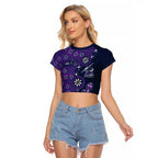 Melbourne Storm NAIDOC Week 2026 Raglan Cropped T Shirt Aboriginal Lizard Dot Painting - 50 Years of Deadly