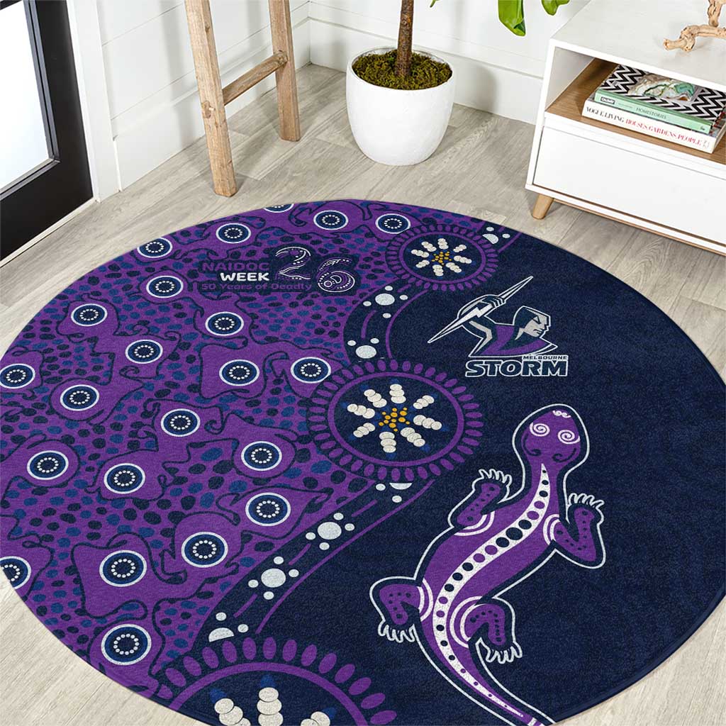Melbourne Storm NAIDOC Week 2026 Round Carpet Aboriginal Lizard Dot Painting - 50 Years of Deadly