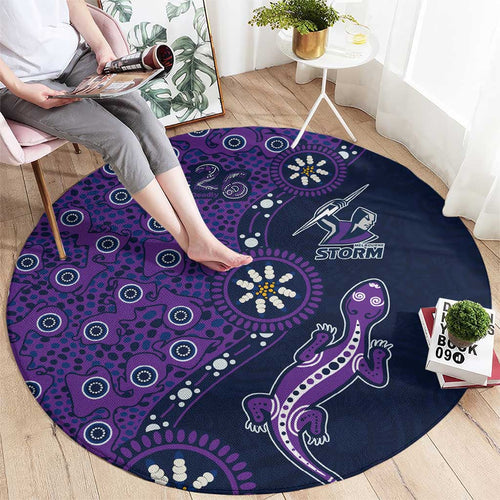 Melbourne Storm NAIDOC Week 2026 Round Carpet Aboriginal Lizard Dot Painting - 50 Years of Deadly