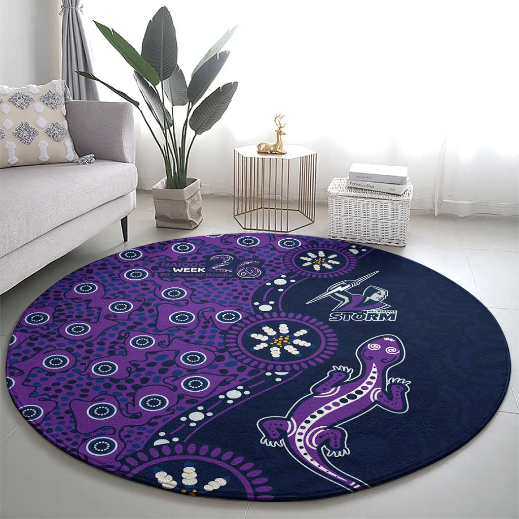 Melbourne Storm NAIDOC Week 2026 Round Carpet Aboriginal Lizard Dot Painting - 50 Years of Deadly