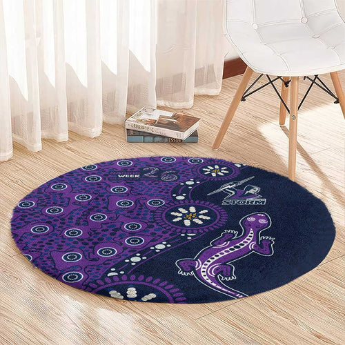 Melbourne Storm NAIDOC Week 2026 Round Carpet Aboriginal Lizard Dot Painting - 50 Years of Deadly