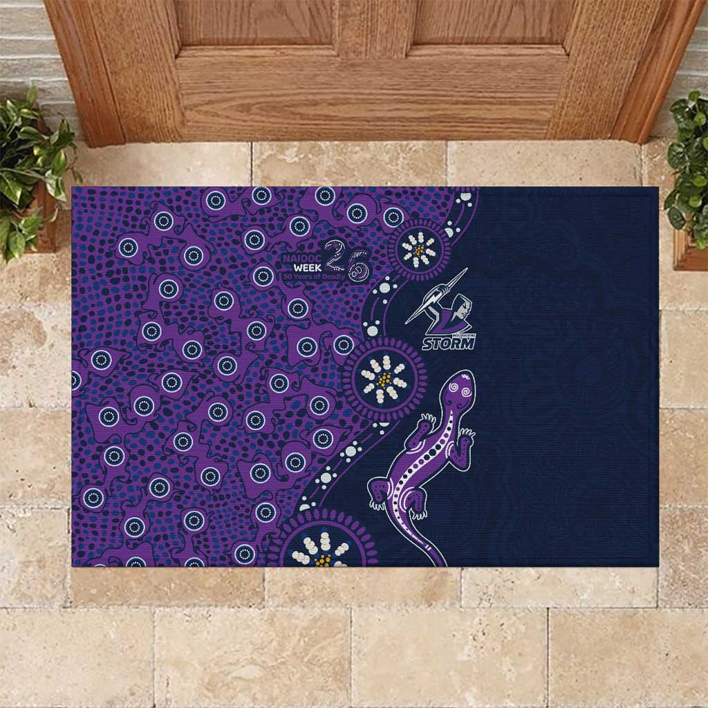 Melbourne Storm NAIDOC Week 2026 Rubber Doormat Aboriginal Lizard Dot Painting - 50 Years of Deadly