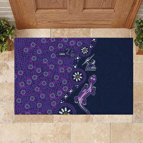Melbourne Storm NAIDOC Week 2026 Rubber Doormat Aboriginal Lizard Dot Painting - 50 Years of Deadly