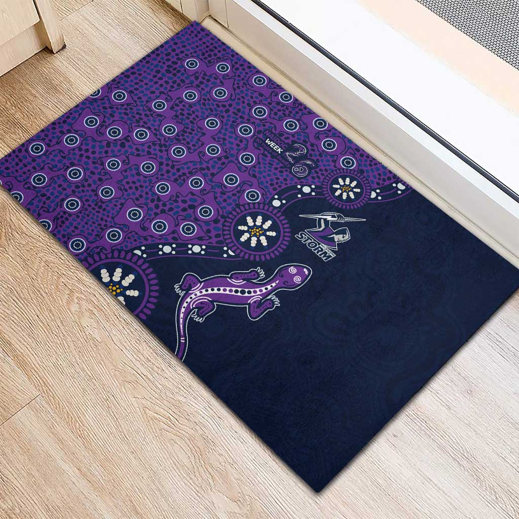 Melbourne Storm NAIDOC Week 2026 Rubber Doormat Aboriginal Lizard Dot Painting - 50 Years of Deadly