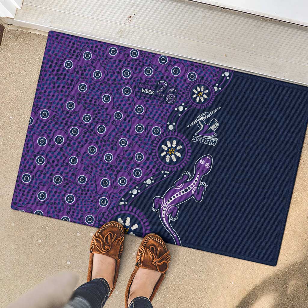 Melbourne Storm NAIDOC Week 2026 Rubber Doormat Aboriginal Lizard Dot Painting - 50 Years of Deadly