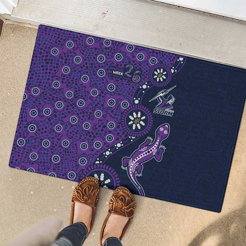 Melbourne Storm NAIDOC Week 2026 Rubber Doormat Aboriginal Lizard Dot Painting - 50 Years of Deadly
