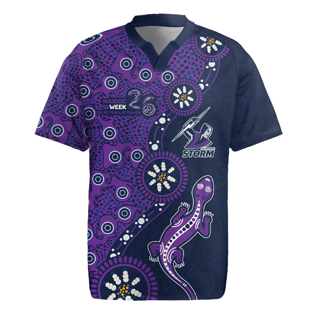 Melbourne Storm NAIDOC Week 2026 Rugby Jersey Aboriginal Lizard Dot Painting - 50 Years of Deadly