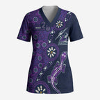Melbourne Storm NAIDOC Week 2026 Scrub Top Aboriginal Lizard Dot Painting - 50 Years of Deadly