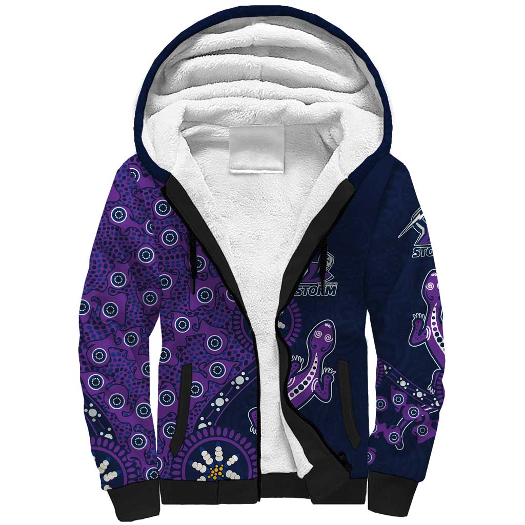 Melbourne Storm NAIDOC Week 2026 Sherpa Hoodie Aboriginal Lizard Dot Painting - 50 Years of Deadly
