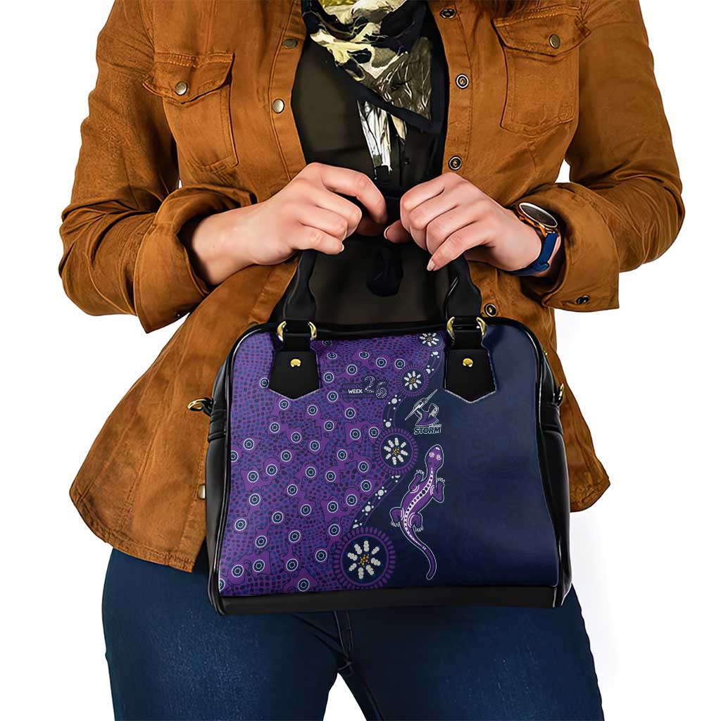 Melbourne Storm NAIDOC Week 2026 Shoulder Handbag Aboriginal Lizard Dot Painting - 50 Years of Deadly
