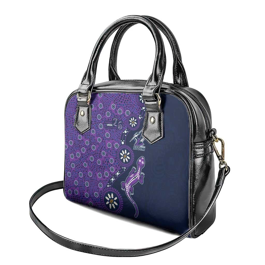 Melbourne Storm NAIDOC Week 2026 Shoulder Handbag Aboriginal Lizard Dot Painting - 50 Years of Deadly