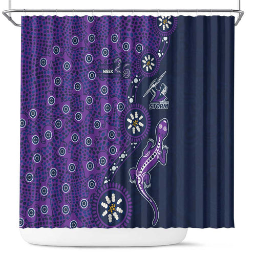 Melbourne Storm NAIDOC Week 2026 Shower Curtain Aboriginal Lizard Dot Painting - 50 Years of Deadly