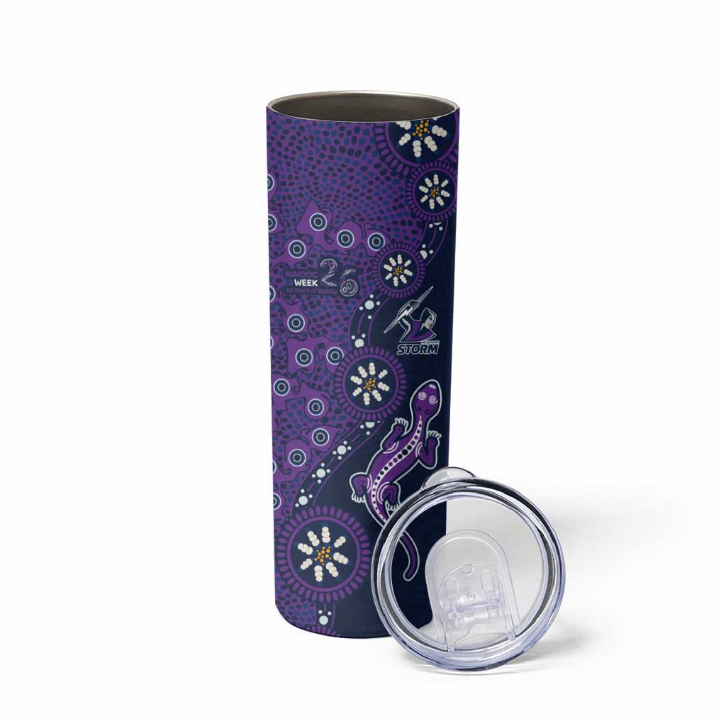 Melbourne Storm NAIDOC Week 2026 Skinny Tumbler Aboriginal Lizard Dot Painting - 50 Years of Deadly