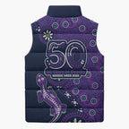 Melbourne Storm NAIDOC Week 2026 Sleeveless Puffer Jacket Aboriginal Lizard Dot Painting - 50 Years of Deadly