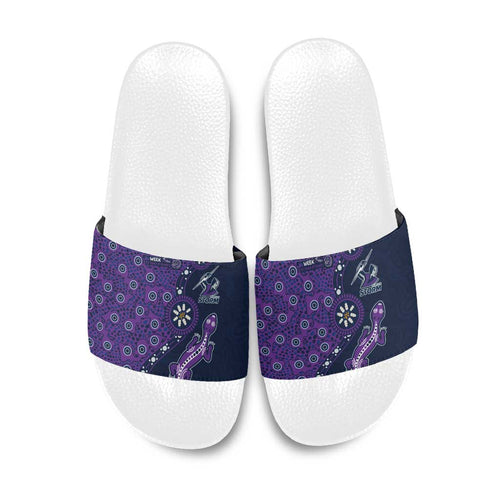 Melbourne Storm NAIDOC Week 2026 Slide Sandals Aboriginal Lizard Dot Painting - 50 Years of Deadly