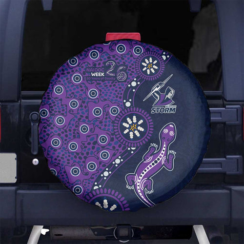 Melbourne Storm NAIDOC Week 2026 Spare Tire Cover Aboriginal Lizard Dot Painting - 50 Years of Deadly
