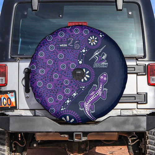 Melbourne Storm NAIDOC Week 2026 Spare Tire Cover Aboriginal Lizard Dot Painting - 50 Years of Deadly