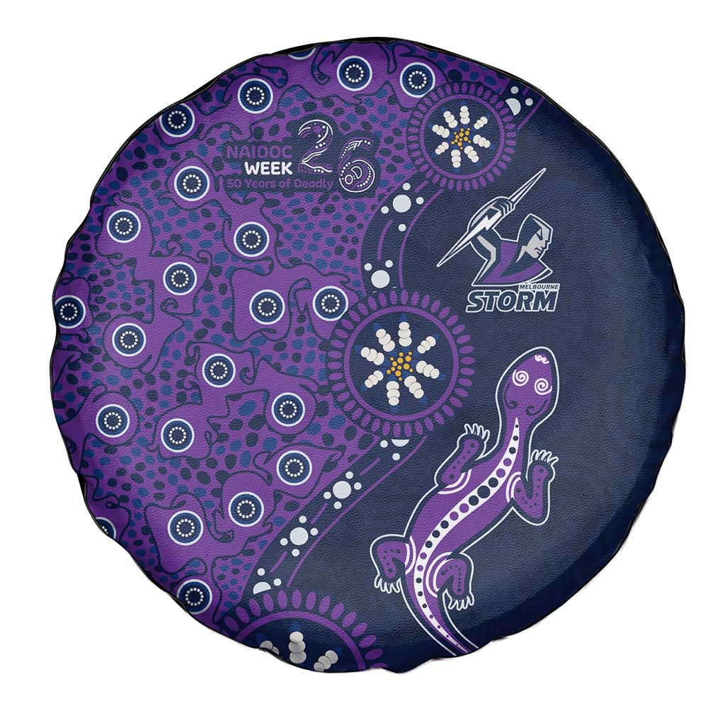 Melbourne Storm NAIDOC Week 2026 Spare Tire Cover Aboriginal Lizard Dot Painting - 50 Years of Deadly