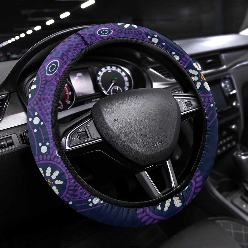 Melbourne Storm NAIDOC Week 2026 Steering Wheel Cover Aboriginal Lizard Dot Painting - 50 Years of Deadly