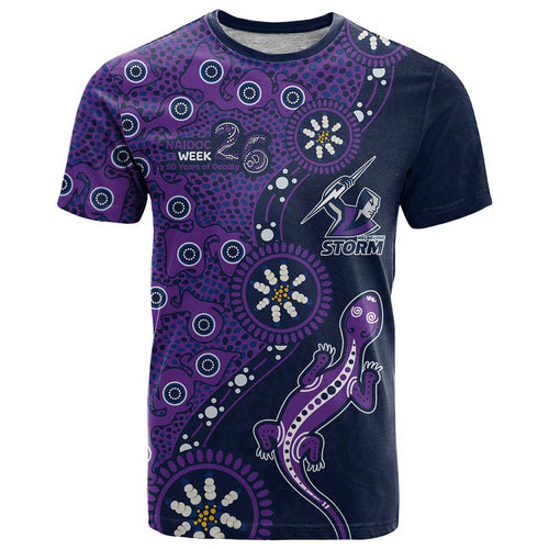 Melbourne Storm NAIDOC Week 2026 T Shirt Aboriginal Lizard Dot Painting - 50 Years of Deadly